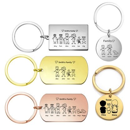 Family Customized Keychain Mirror-polished Stainless Steel