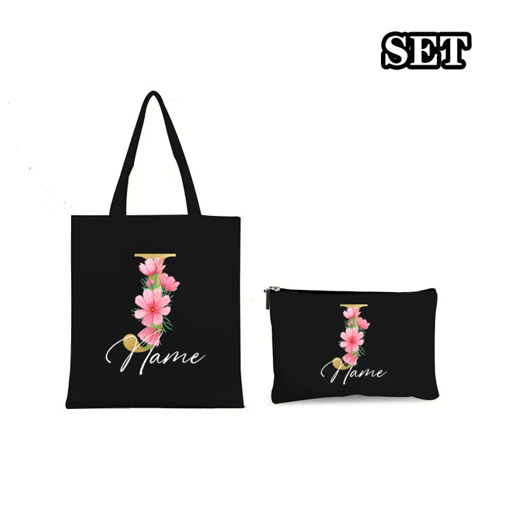 Personalisiertes Umhängetasche &amp; Schminktasche Set Initiale mit Namen Taschen Junggesellinnenabschied Partytasche Geburtstagsantrag Hochzeitsgeschenk für Sie 