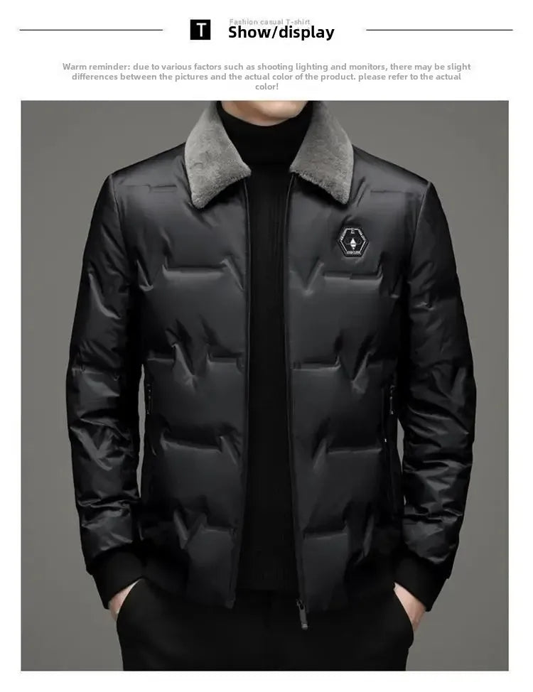 Winter Thickened Warm Cotton Fleece-Lined Lapel Jacket Casual Style