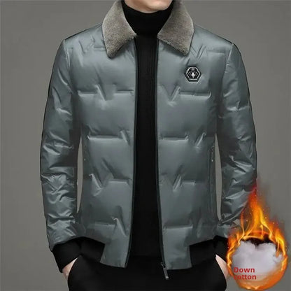 Winter Thickened Warm Cotton Fleece-Lined Lapel Jacket Casual Style