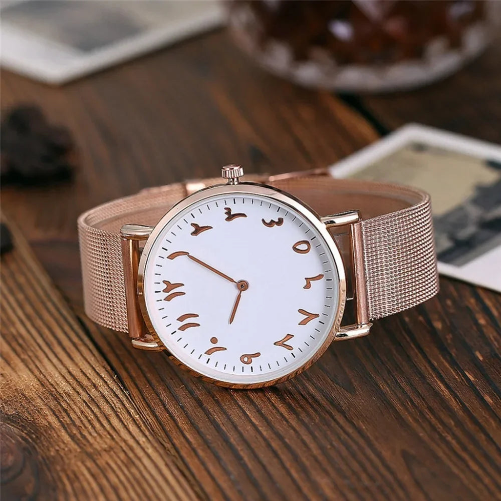 Ladies Watches Arabic Numbers Watch Women Watches Silver Mesh Band Quartz Wristwatches