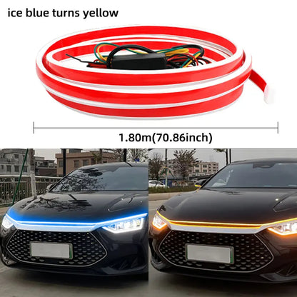 LED Car Hood Lights Strip Daytime Running Light Scan Dynamic Automotive Hood Decorative Ambient Lights Universal