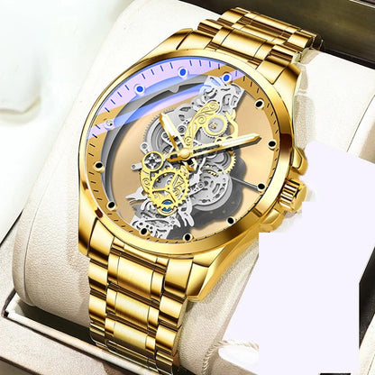 Men's Business Watches Men Silver Stainless Steel Quartz Watch withLuminous Clock