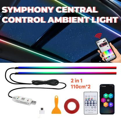 Car Ambient Lights LED Skylight Symphony RGB Interior Acrylic Strips Decoration USB APP Remote Control