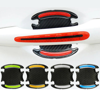 8PCS Car Door Bowl Handle Protector Safety Warning Anti-collision Anti-scratch Reflective Strip Exterior Protection