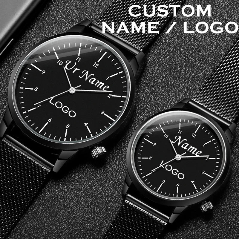 Personalized  Engrave with Your Name Logo Men Lady Wristwatch Water Resistant 3ATM Customized Man's Woman's Wrist Watches