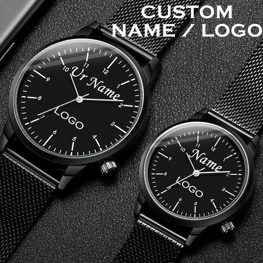 Personalized  Engrave with Your Name Logo Men Lady Wristwatch Water Resistant 3ATM Customized Man's Woman's Wrist Watches