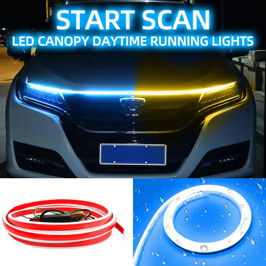 LED Car Hood Lights Strip Daytime Running Light Scan Dynamic Automotive Hood Decorative Ambient Lights Universal