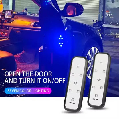 2pcs Car Door Lights LED Welcome Light Magnetic Control USB Charging Auto Open Door Safe Anti-collision Emergency Signal Lamp