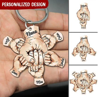 Custom Fists Name Hand Keychains Personalized Family Names Fist Keyring Engraved Letter For Father's Day Dad Gifts