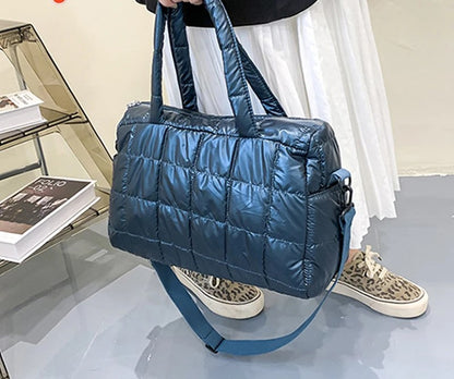 Luxury Space Padded Cotton Handbag Big Capacity Shoulder Bag Waterproof Nylon Bag Travel Down Crossbody Bag