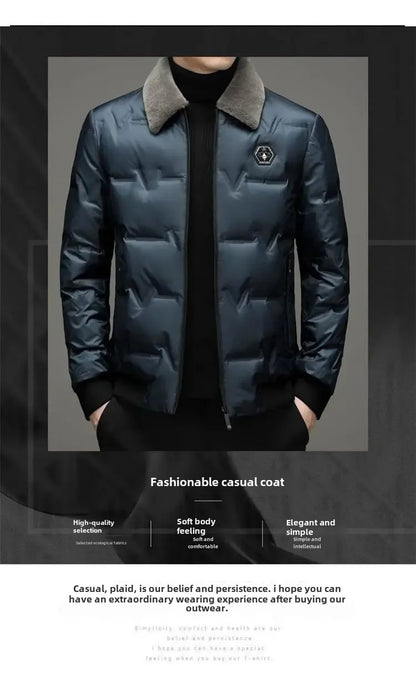 Winter Thickened Warm Cotton Fleece-Lined Lapel Jacket Casual Style