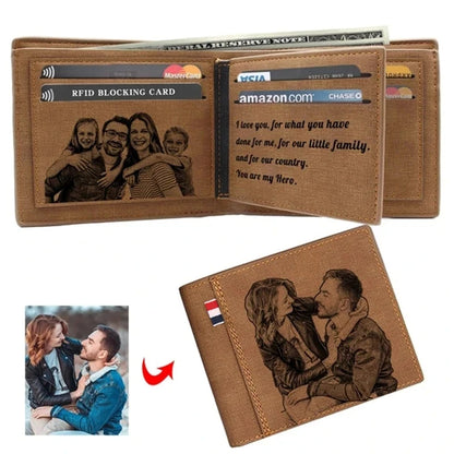 Picture Engraving Wallet PU Leather Wallet Custom Photo Engraved Wallet