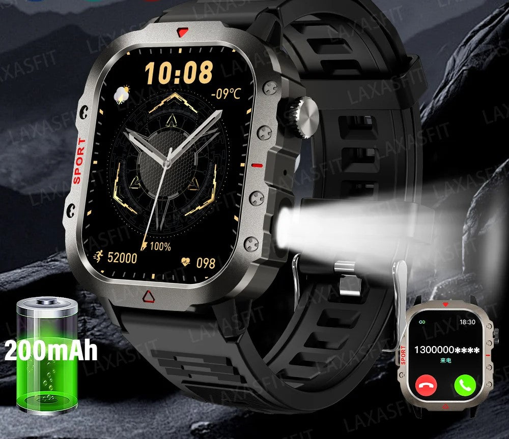 Outdoor Sports Smart Watch 2.01 inch HD Screen LED Flashlight Bluetooth Talking Smart Watch for Men Women