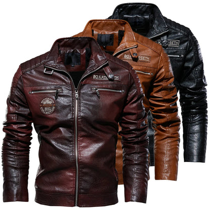 Leather Jacket Men Winter