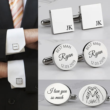 Personalized Man Cufflinks Stainless Steel Shirt Cuff Button Custom