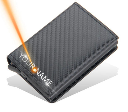 Customized Name RFID Card Wallets Carbon Fiber