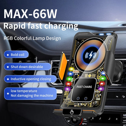 Magnetic Car Phone Holder 15W Wireless Fast Charging Infrared Sensing with Light Touch Control for iPhone Android