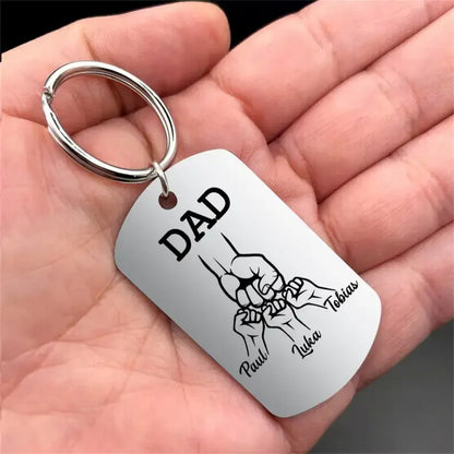 Personalized Custom Dad Keyring with Kids Name Family Keychain Stainless Steel