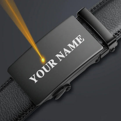 Personalized Belt Men Gift Engraved Custom Name LOGO Automatic Buckle Belts