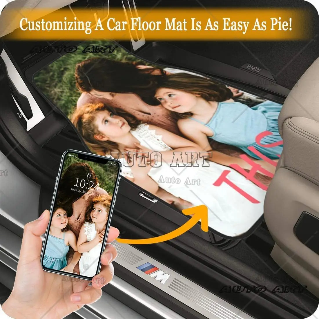 Custom Car Floor Mat Personalized Fit Car Mats with Your Customized Image Name Text 4 Pieces Set Soft Non Slip Automotive