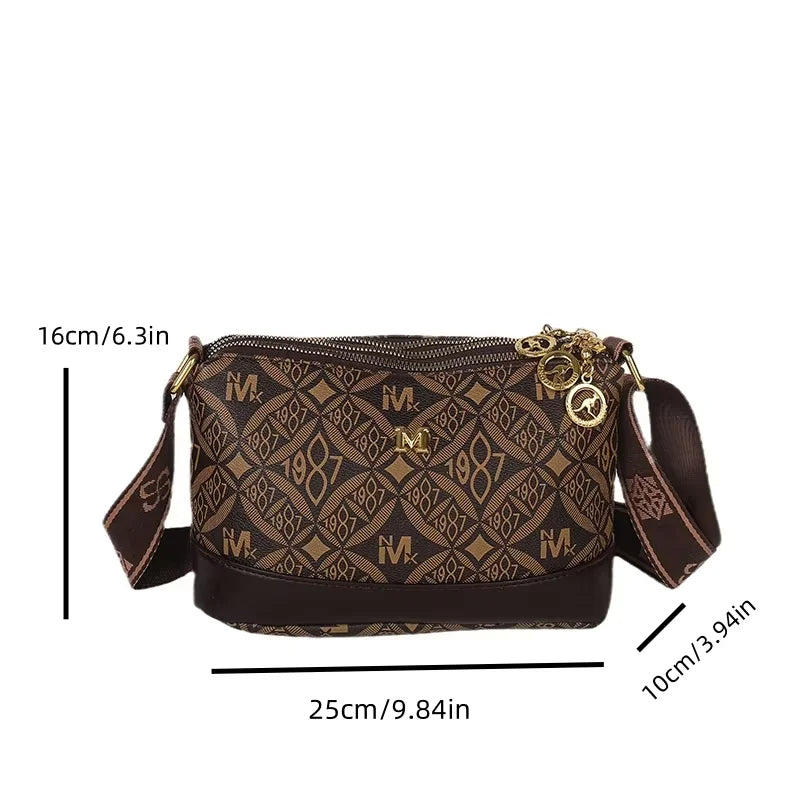 Vintage Classic Fashion Print Small Bag Women's Soft Shoulderbag