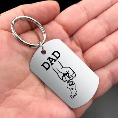 Personalized Custom Dad Keyring with Kids Name Family Keychain Stainless Steel