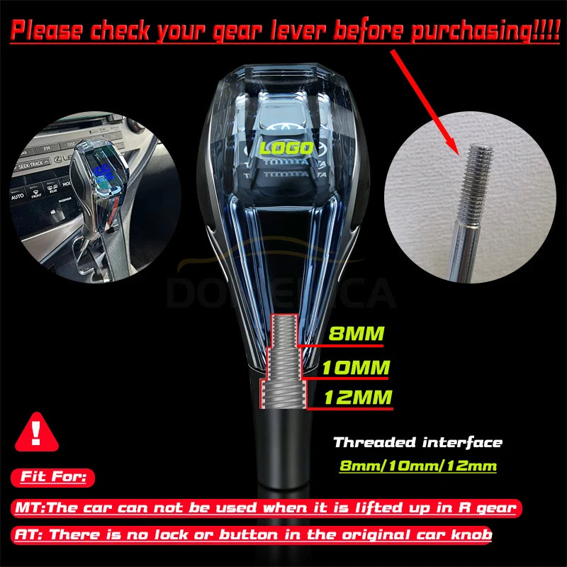 Car Universal Crystal Gear Shift Knob Handle Lever Head with LED