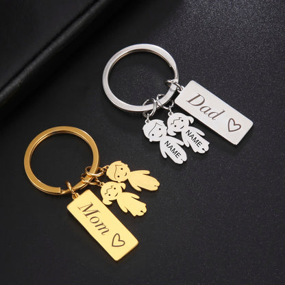 Mom Dad Personalized Keychain Custom Name Family Key Chain