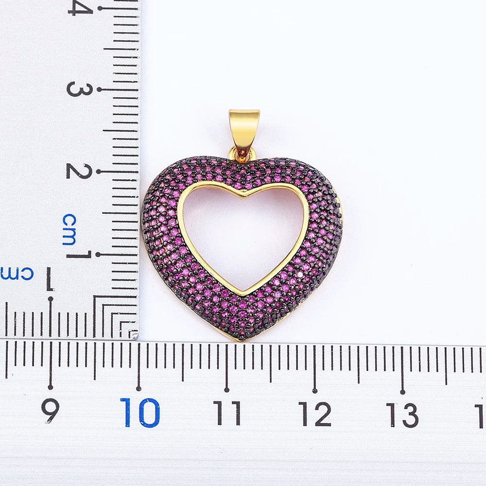 Heart Shape Hollow Crystal Zircon Pendant Link Chain Necklace for Women