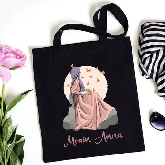 Personalized Hijabi Girl Shoulder Bag Female Canvas Bags Muslim Girl