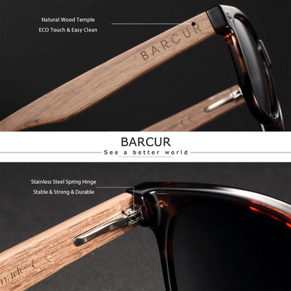 Natural Wooden Sunglasses Polarized  Sun Glasses Black Walnut Eyewear UV400 Protection