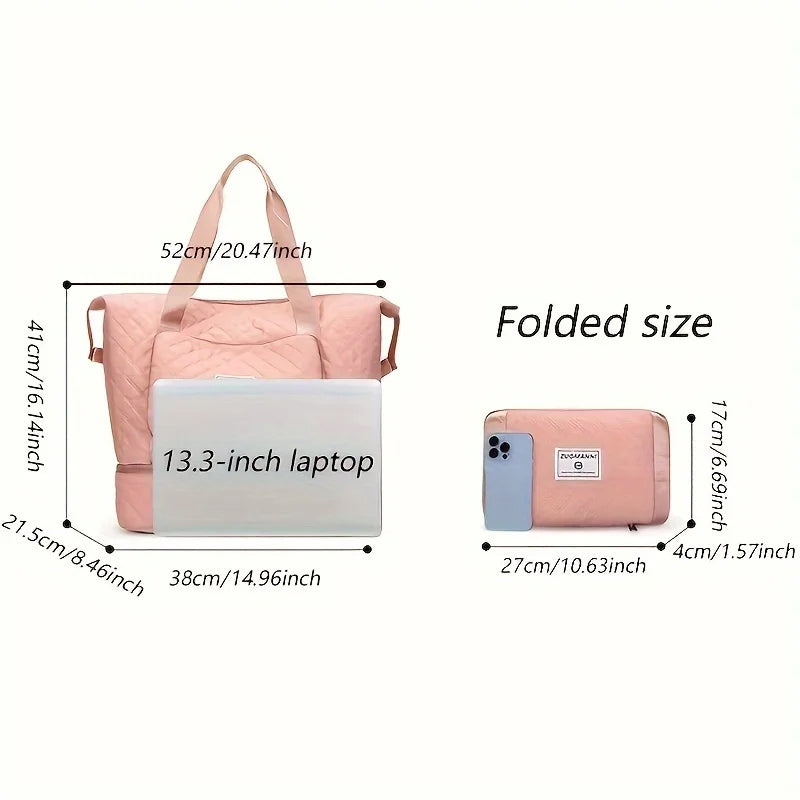 Large Capacity Travel Dufffle Bag for Women Lightweight Argyle Pattern Weekend Thickened Gym Storage Bag