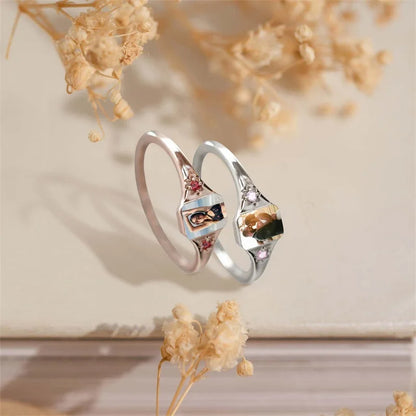 Custom Photo Ring, Personalized Birthstone Rings for Women