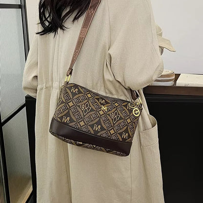 Vintage Classic Fashion Print Small Bag Women's Soft Shoulderbag