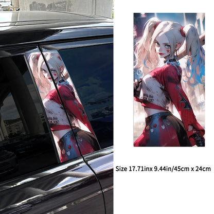 2pcs Joker Girl Car B-pillar Sticker Waterproof