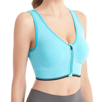 Working and Running Fitness Sports Bra Front Zipper Women's Shockproof Breathable