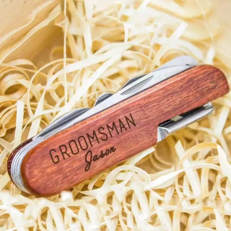 Custom Logo, Name Wooden Engraving Rosewood Knife