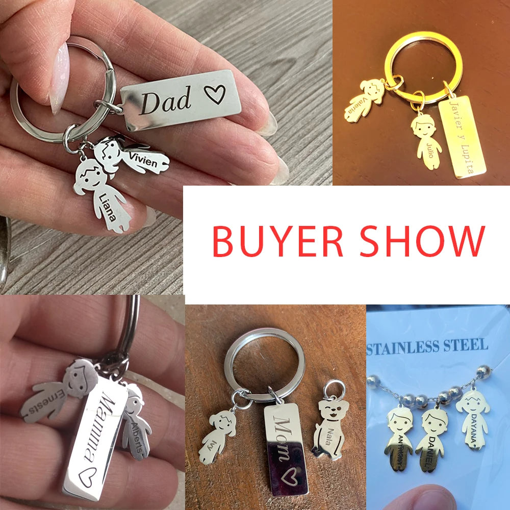 Mom Dad Personalized Keychain Custom Name Family Key Chain