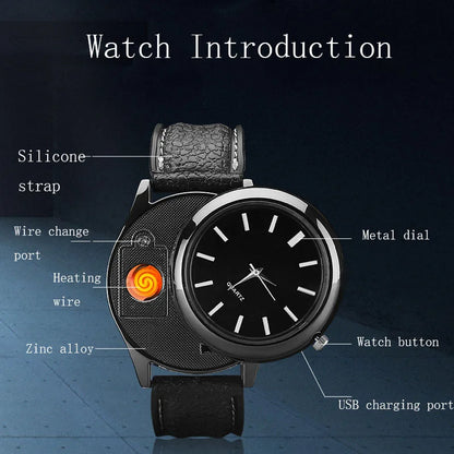 Quartz Watch Electric Lighter Rechargeable Replacement Electric Heating Wire USB Rechargeable Lighter  Smoking Gift