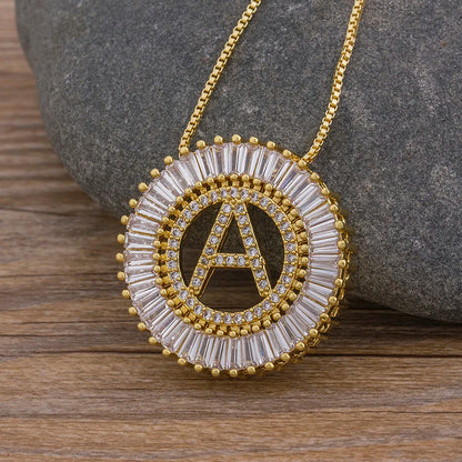 A-Z Initials 3 Colors Chooses Micro Pave CZ Letter Pendant Necklaces For Women Charm Chain Family Jewelry Gift