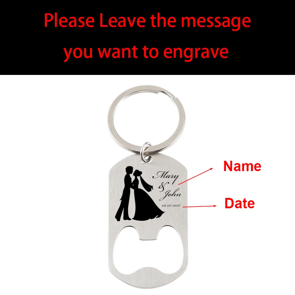 Custom Name and Date Key Chain Fashion Stainless Steel