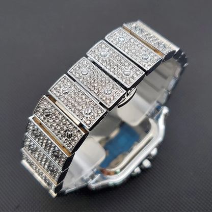 Quartz Wristwatches Iced Out Luxury Square with Full Diamond Unique