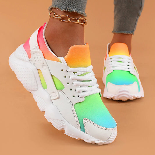 New Women Rainbow Colors Sneaker Breathable Confort Casual