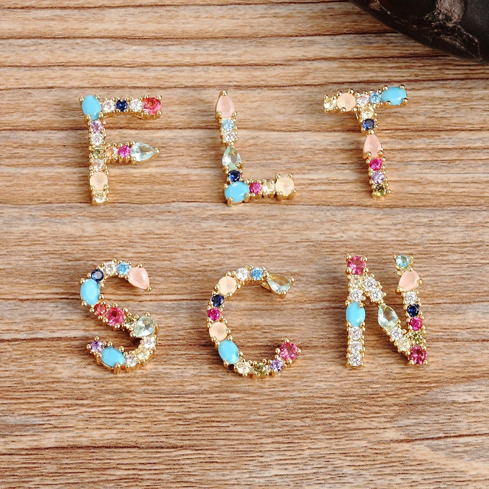 Rainbow Color A-Z Letters Necklace For Women Initials Alphabet