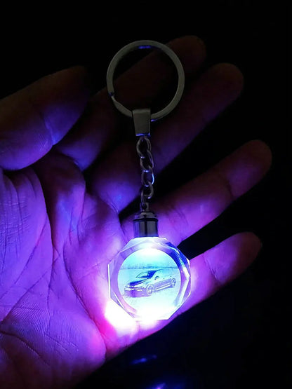 Personalized Customized Photo Crystal Key Chains  Laser Engraved Picture With Colorful Light