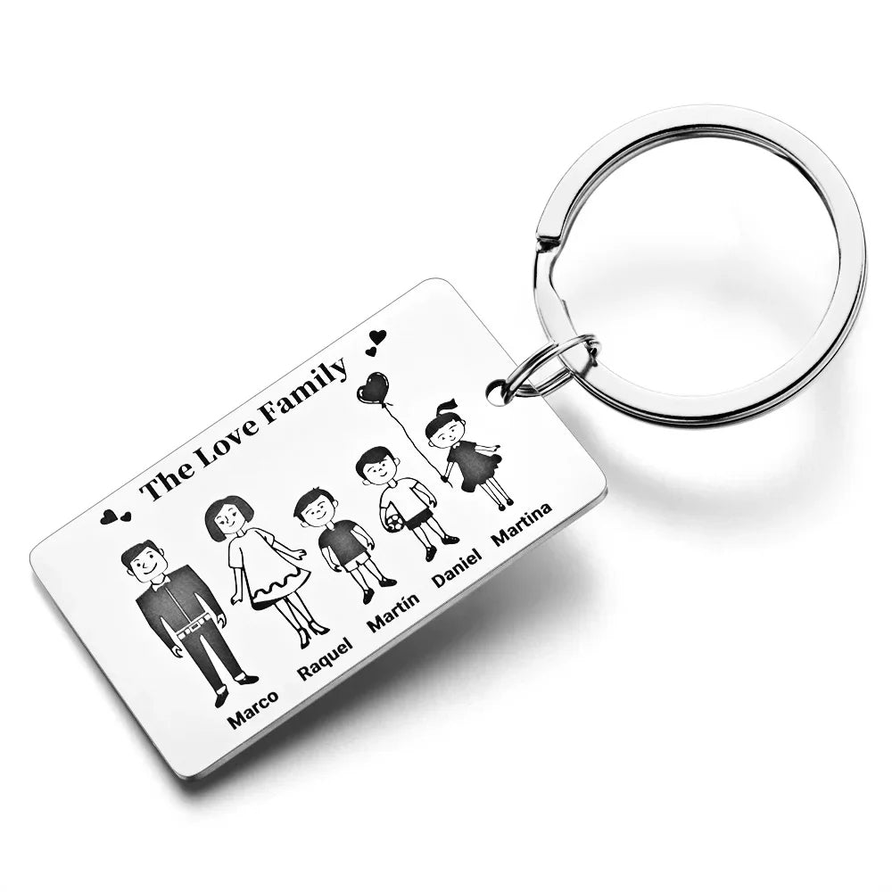 Family Customized Keychain Mirror-polished Stainless Steel