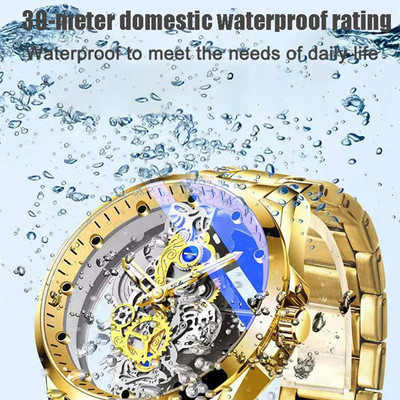 Men's Business Watches Men Silver Stainless Steel Quartz Watch withLuminous Clock