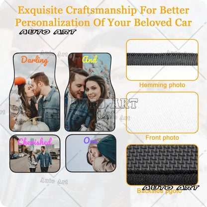 Custom Car Floor Mat Personalized Fit Car Mats with Your Customized Image Name Text 4 Pieces Set Soft Non Slip Automotiv