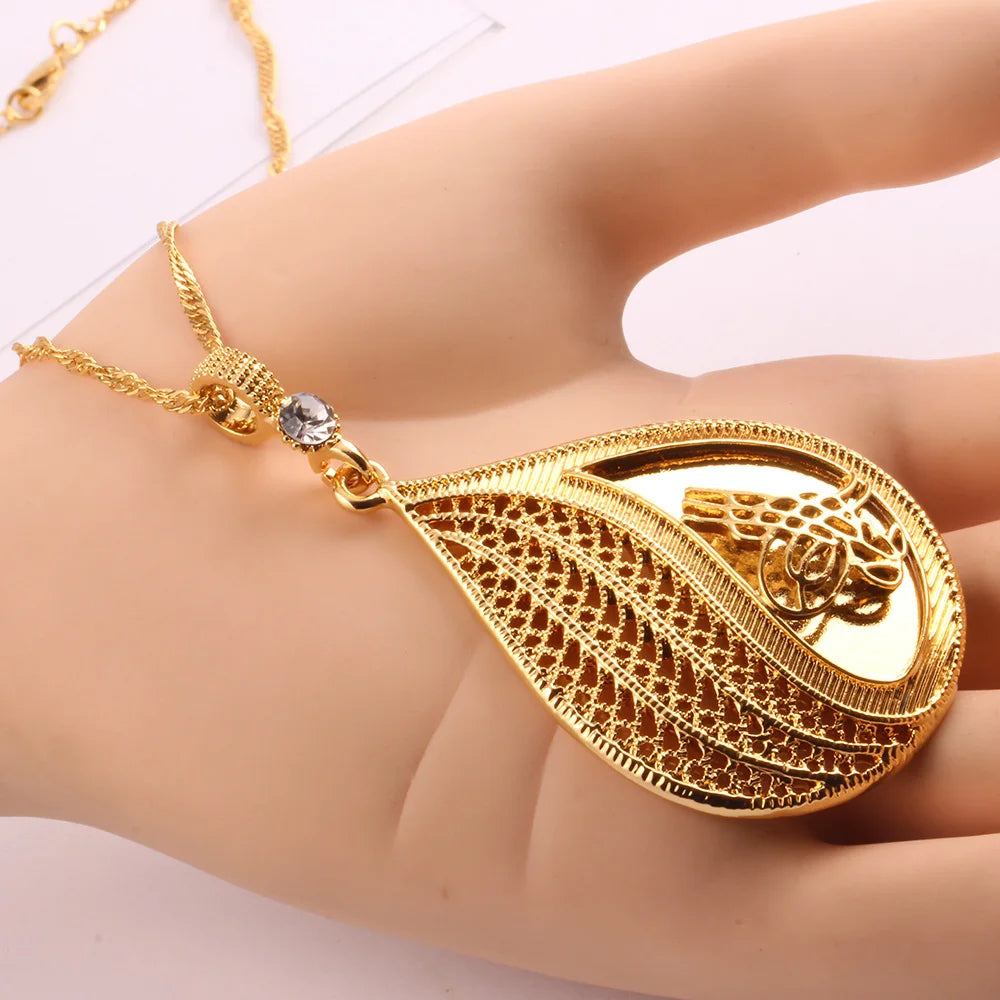 Islamic Religious Women Rhinestone Pendant Necklace